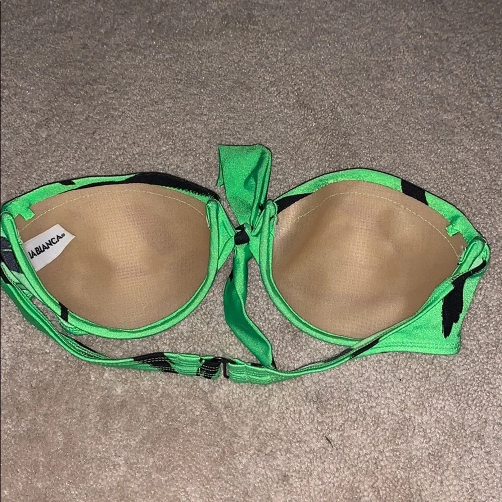 La Blanca Neon Green Abstract Print Bikini Top